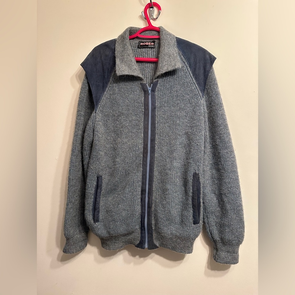 Roger Roma 35% alpaca 30% wool 25% mohair Knit Zip Jacket ptp21